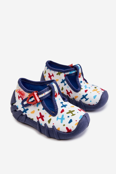 Chaussures Befado chaussons Aircraft 110P463 Blanc et Bleu Marine