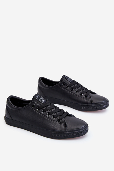 Damen Klassisch Leder Turnschuhe Schwarz Misima