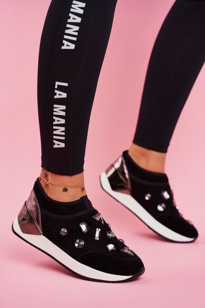 Damen Sportschuhe mit Kristallen Schwarz Todo