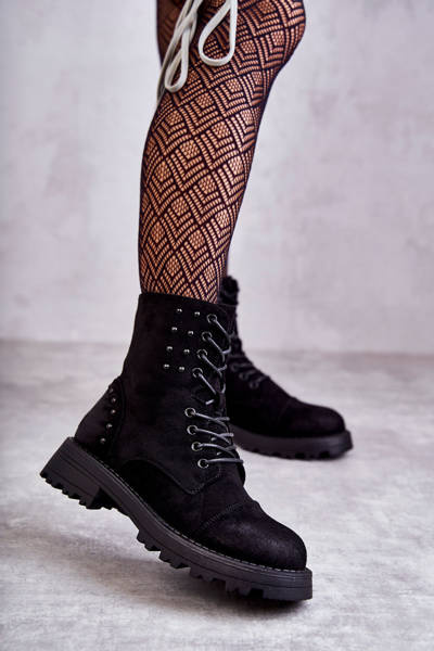 Bottines En Daim Avec Clous Noir Palmira