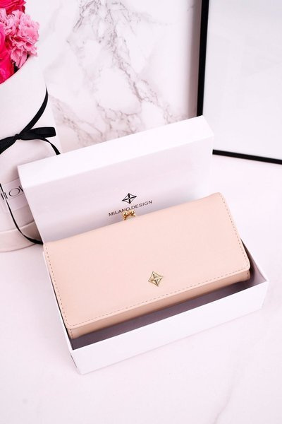 Large Women's Wallet Fastened With Hook MILANO Ecru