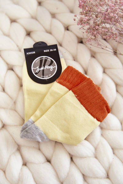 Damensocken aus glatter Baumwolle Gelb