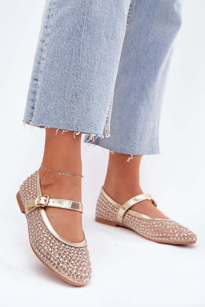 Ballerines Décorées Pour Femmes Avec Sangle Et Boucle Dorées Avirae