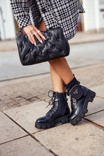 Women's Boots on Platform With Purse Black Tension