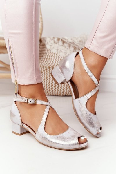 Leather High Heel Sandals Maciejka 04509-45 Beige-Gold