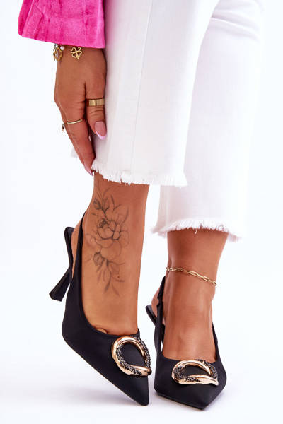 Fashionable pins with decoration and cubic zirconias Black Alexia