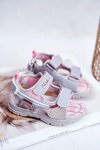 Riemchensandalen mit Klettverschluss Grau Grobino