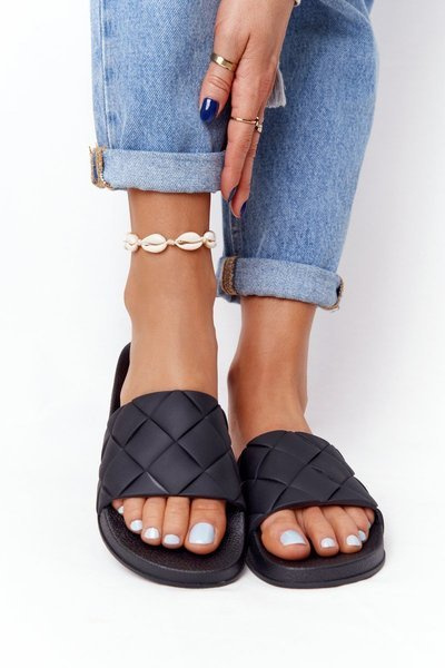 Női fekete gumipapucs, ússzunk