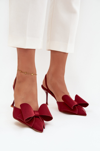 High Heels mit offenen Fersen und Schleife Bordeaux Eklevia