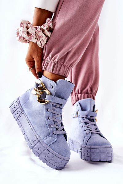 Hohe Plateau Turnschuhe Blau Evenia
