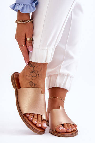 Papuci din eco piele Gold Amite