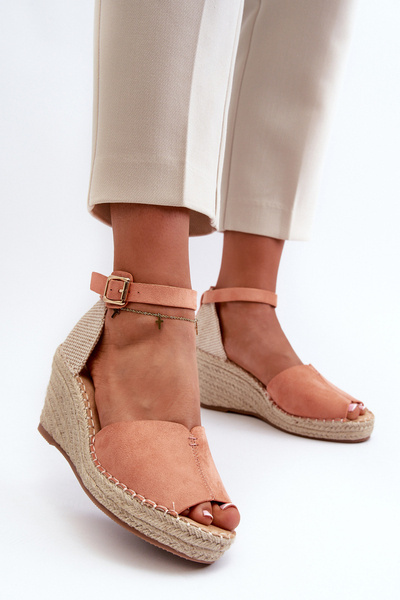 Sandales compensées confortables pour femmes Rose clair Dellia