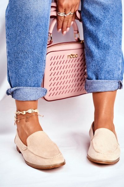 Femei Brogues Slip-On Loafers Suede Beige Twinky
