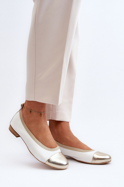 Zazoo 2890 Lederballerinas Weiß-Gold