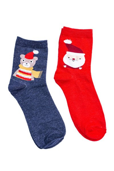 Lot de deux chaussettes de Noël pour femme, rouge