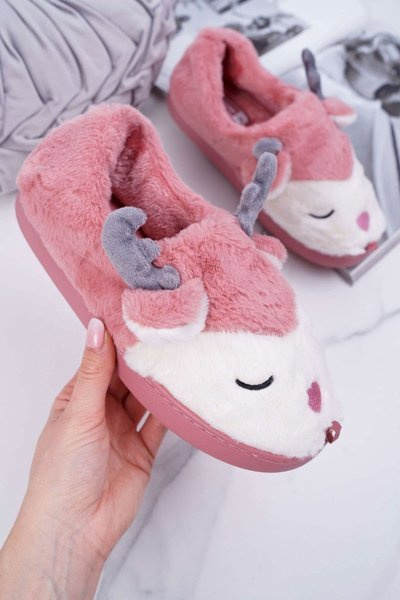 Chaussons Femme Avec Fourrure Renne Renne Rose Foncé