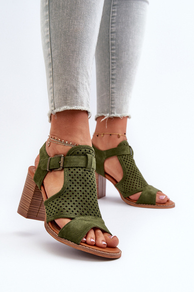 Durchbrochene Sandalen mit Stiletto-Absatz Dunkelgrün Hey Lover
