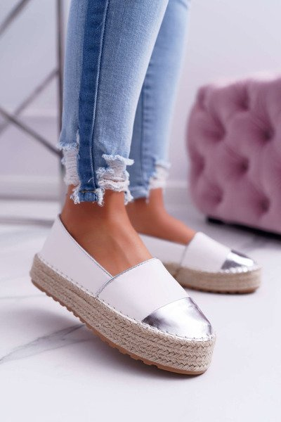 Damen Espadrilles Weiß Platform Ringer