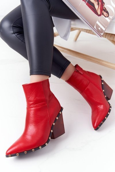 Women's Cowboy Boots On A Block High Heel Lu Boo Red