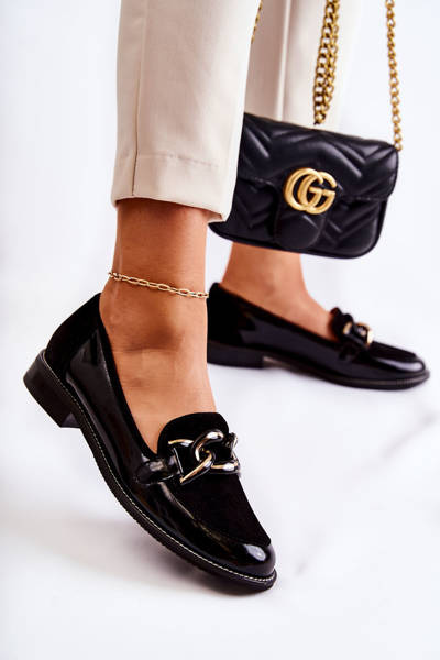 Mocassins Classiques Avec Chaîne Laura Messi 2531 Noir