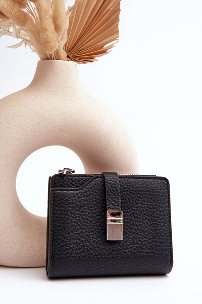 Damen Geldbörse Geldtasche aus Kunstleder Schwarz Lazara