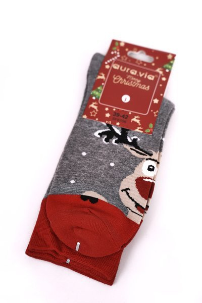 Chaussettes de Noël en coton pour hommes Gris Ho-Ho-Ho