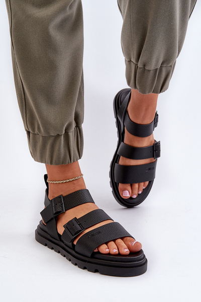 Damen Eco-Leder Sandalen Big Star NN274065 Schwarz