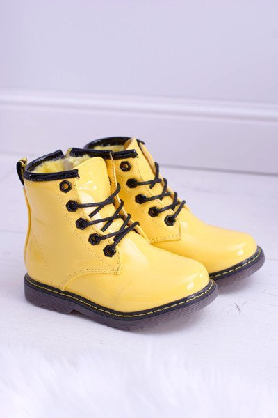 Cizme pentru copii Fleece Capcani izolați Capcani Debi Lacqueded Yellow