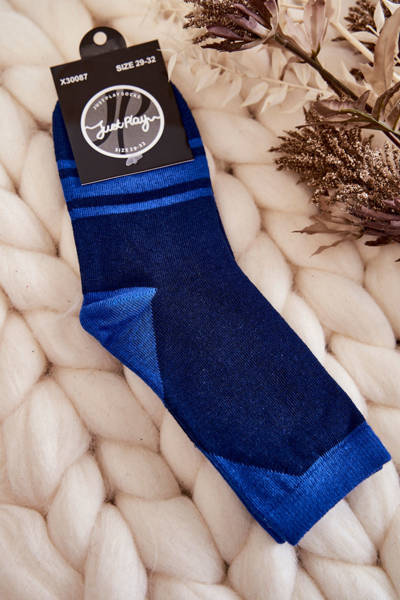 Two-color Youth Socks With Stripes Navy blue and blue