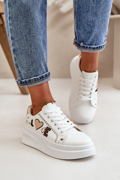Baskets Plateforme Femme Avec Écriture Décorative Blanc Orlian