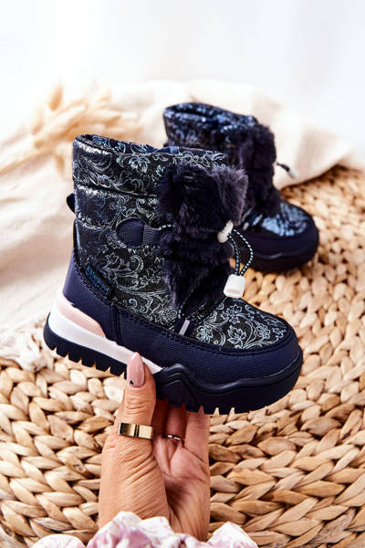 Fleecegefütterte Kinder-Schneestiefel Marineblau Dessa