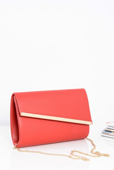 Elegantiškas raudonas moteriškas „Clutch“ krepšys su aukso spalvos grandinėlės priedais