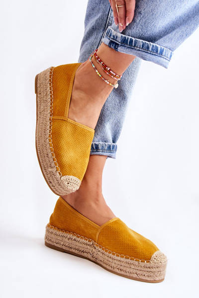 Espadrilles Femme Sur La Plateforme Jaune Marise