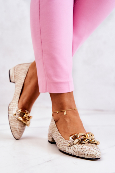 Lackleder Serpentine Beige Elissabeth Pumps