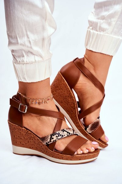 Sandales compensées pour femmes Sergio Leone marron SK309