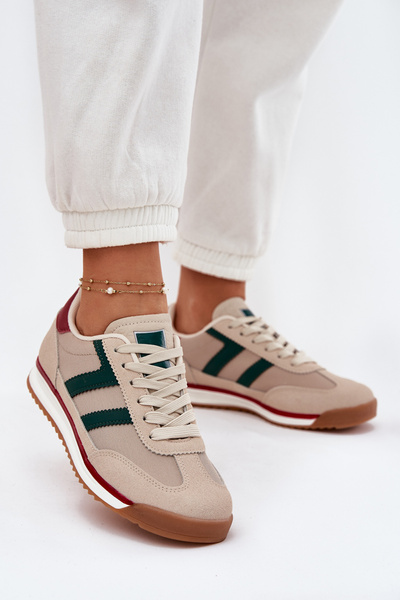 Niedrige Damen Sneakers Dunkelbeige Rulaana