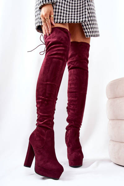 Cizme cu căldură din piele de căprioară Maroon Minesa