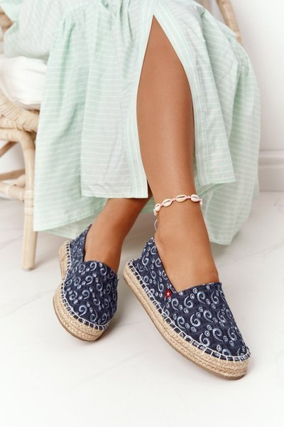 Geflochtene Plateau-Espadrilles Big Star AA274628 Marineblau
