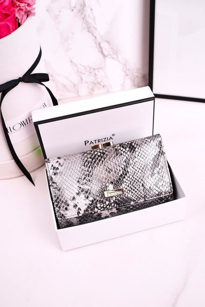 Medium Leather Women's Wallet PATRIZIA Shiny Grey