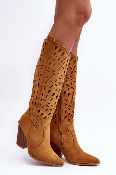 Bottes cowboy à lacets en daim marron Nisu