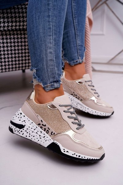 Frauen Sport dicke Sohlen Schuhe Beige Nokien