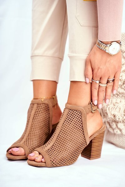 Bottes Femme Peep Toe Daim Printemps Beige Paradise