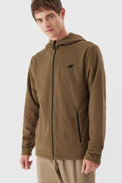 Veste à capuche Polar pour hommes 4F 4FAW23TFLEM121-82S marron