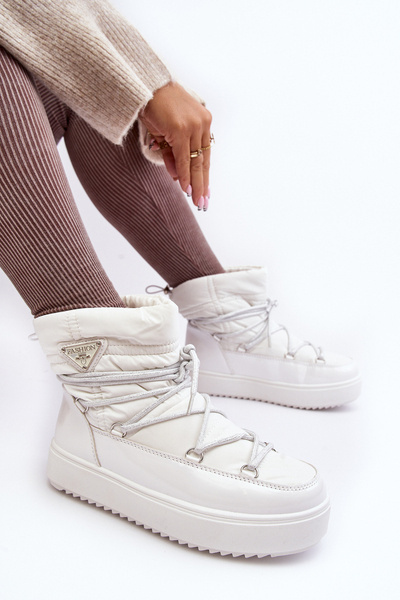 Bottes de neige femme à plateforme et à lacets Blanc Fleure