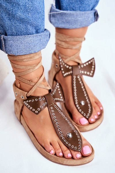 Lu Boo Women's Brown Tiered Sandals Flip Flops Mara