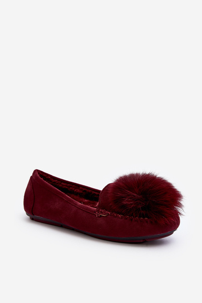 Mocasini de damă bordo cu blană Novas