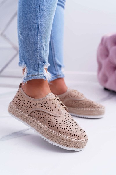 Espadrilles női fűzős velúr bézs MyShoes