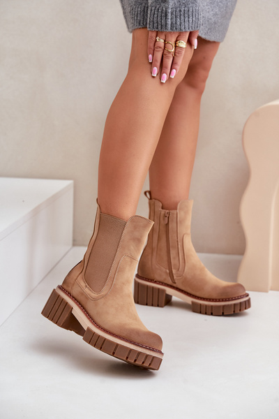 Stiefeletten Mit Reißverschluss Gefüttert Camel Linneviae