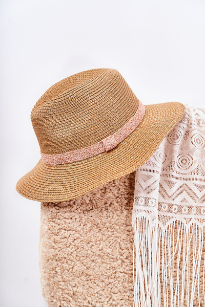 Chapeau De Paille À Paillettes Beige Iluna