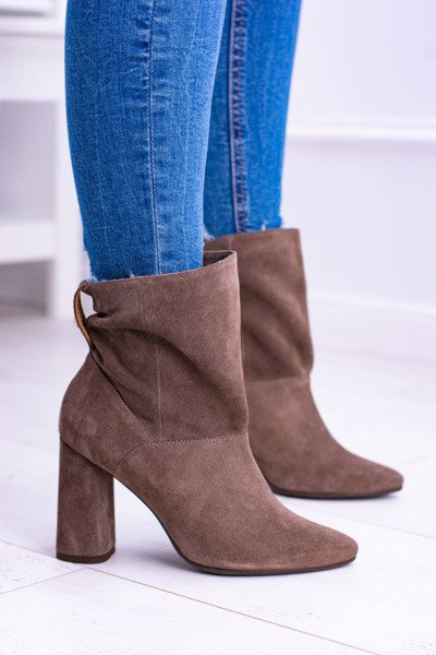 Cizme de piele de căprioară înaltă Laura Messi Khaki 1857